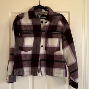 Zara Plaid Cropped Overshirt